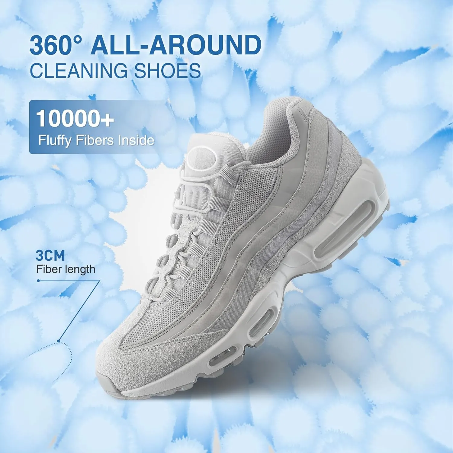 Shoe Washing Machine Bags, 2024 New Reusable Laundry Bag for Washer and Dryer, Durable Fluffy Fiber Keep Clean, 2 Pairs Adjustable Trees for All Shoes, Blue