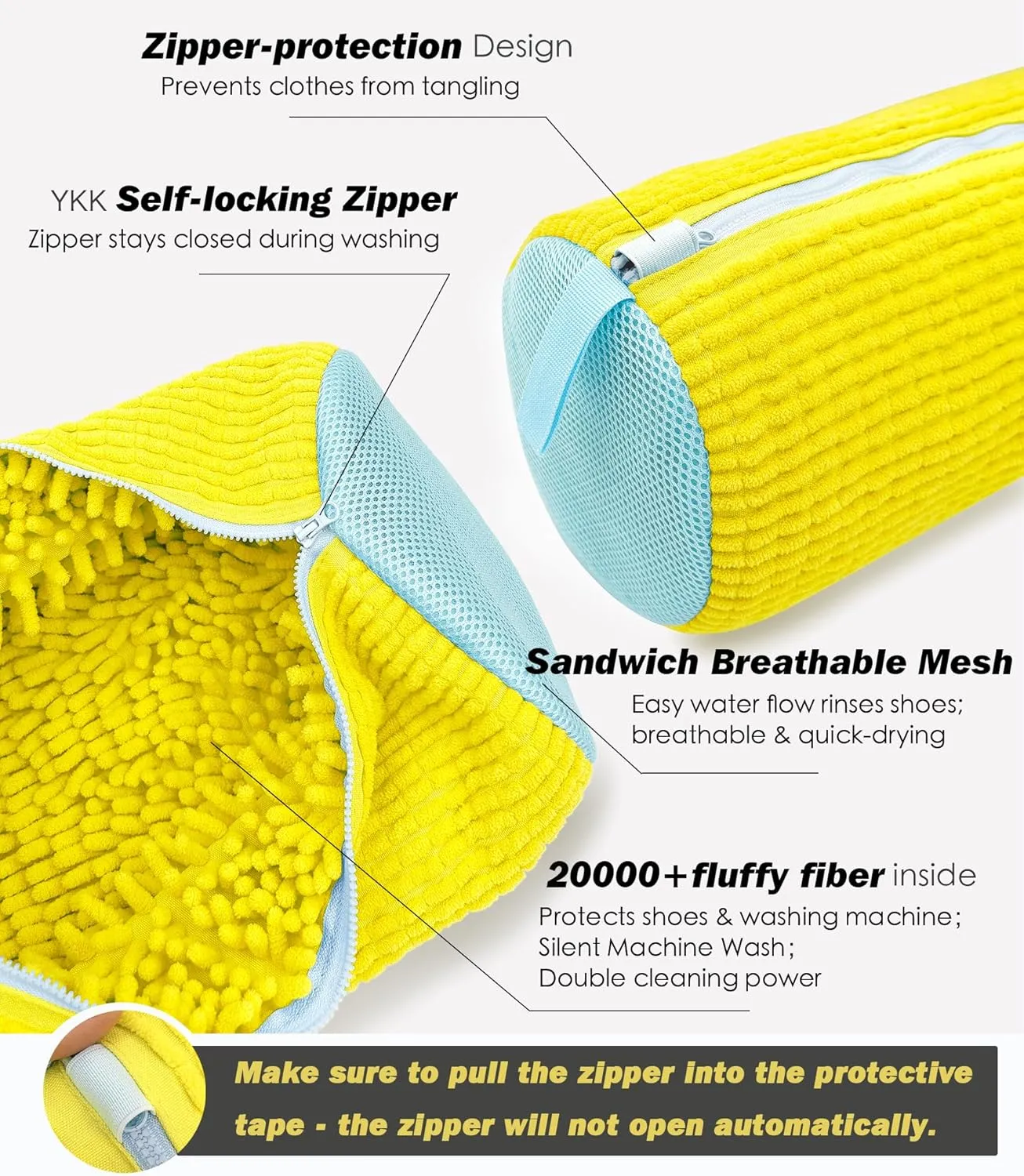 Shoe Washing Machine Bag,Shoe Laundry Bag for Washer and Dryer,Reusable Shoe Cleaning Bag for Sneakers,Tennis Shoes,Shoe Washer with Self-locking Zipper,Microfiber inside, Include Shoe Storage Bag