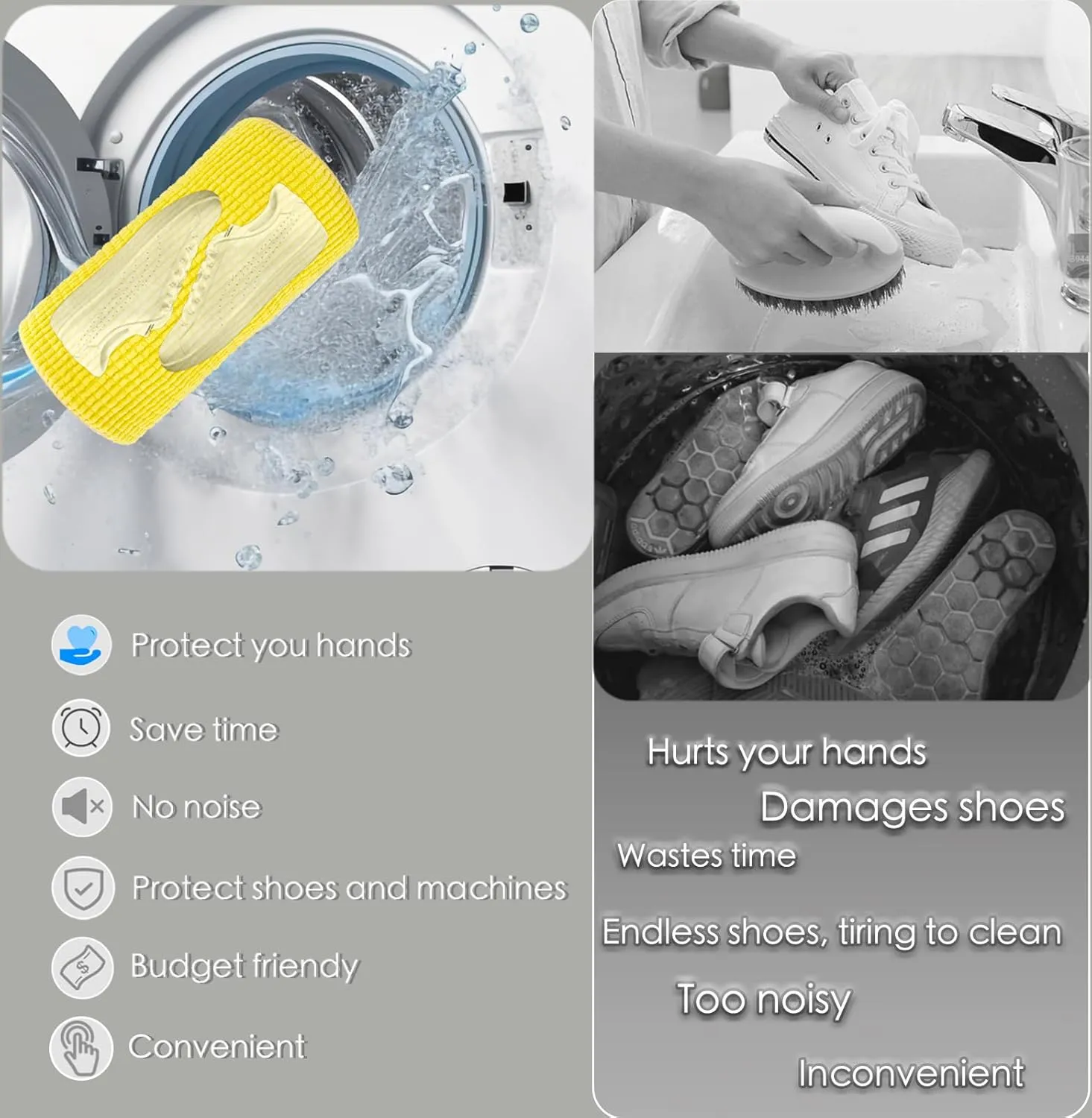 Shoe Washing Machine Bag,Shoe Laundry Bag for Washer and Dryer,Reusable Shoe Cleaning Bag for Sneakers,Tennis Shoes,Shoe Washer with Self-locking Zipper,Microfiber inside, Include Shoe Storage Bag