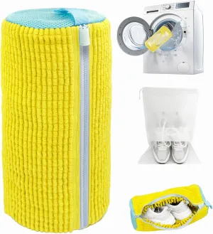 Shoe Washing Machine Bag,Shoe Laundry Bag for Washer and Dryer,Reusable Shoe Cleaning Bag for Sneakers,Tennis Shoes,Shoe Washer with Self-locking Zipper,Microfiber inside, Include Shoe Storage Bag