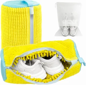 Shoe Washing Machine Bag,Shoe Laundry Bag for Washer and Dryer,Reusable Shoe Cleaning Bag for Sneakers,Tennis Shoes,Shoe Washer with Self-locking Zipper,Microfiber inside,Includes Shoes Storage