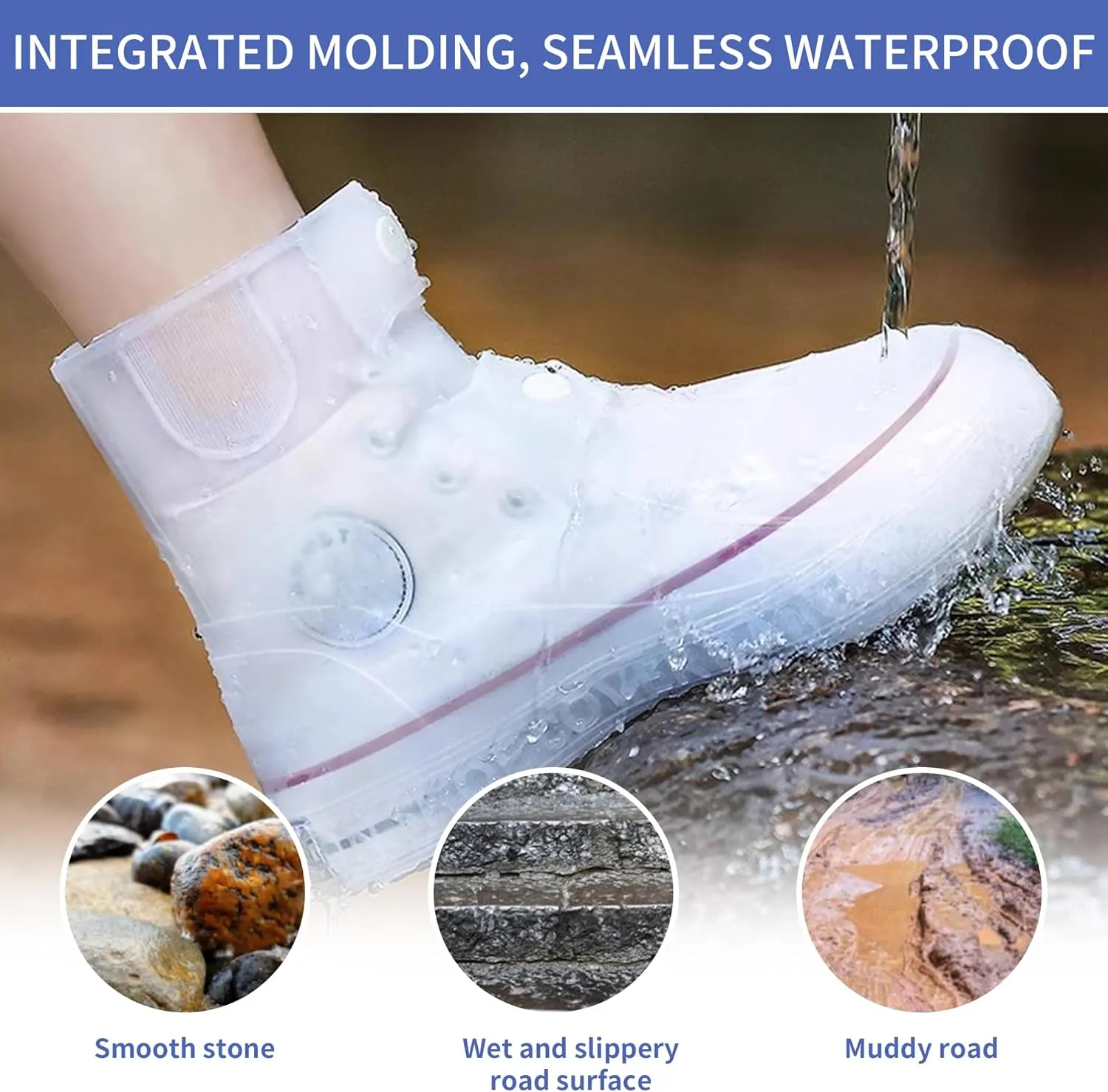 Silicone Shoe Covers for Rain Waterproof Galoshes Overshoes Not-Slip Rain Shoe Protectors for Man Women Durable Reusable Sand Control Foldable Snow Boots