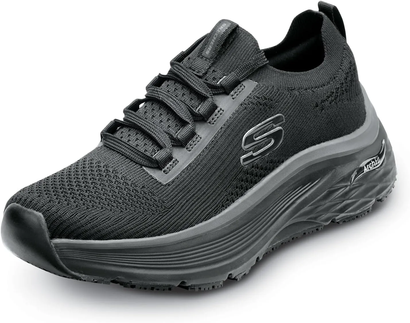 Skechers Work Addison, Arch Fit, Women's, Black, Soft Toe, MaxTrax Slip Resistant, EH, Low Athletic, Work Shoe