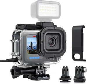 Skeleton Case Side Open Housing for GoPro Hero 13 12 11 10 9 Black with Metal Battery Cover Side Door Replacement Easy Charging Protective Accessories Kit for GoPro 9 10 11 12 13 Black