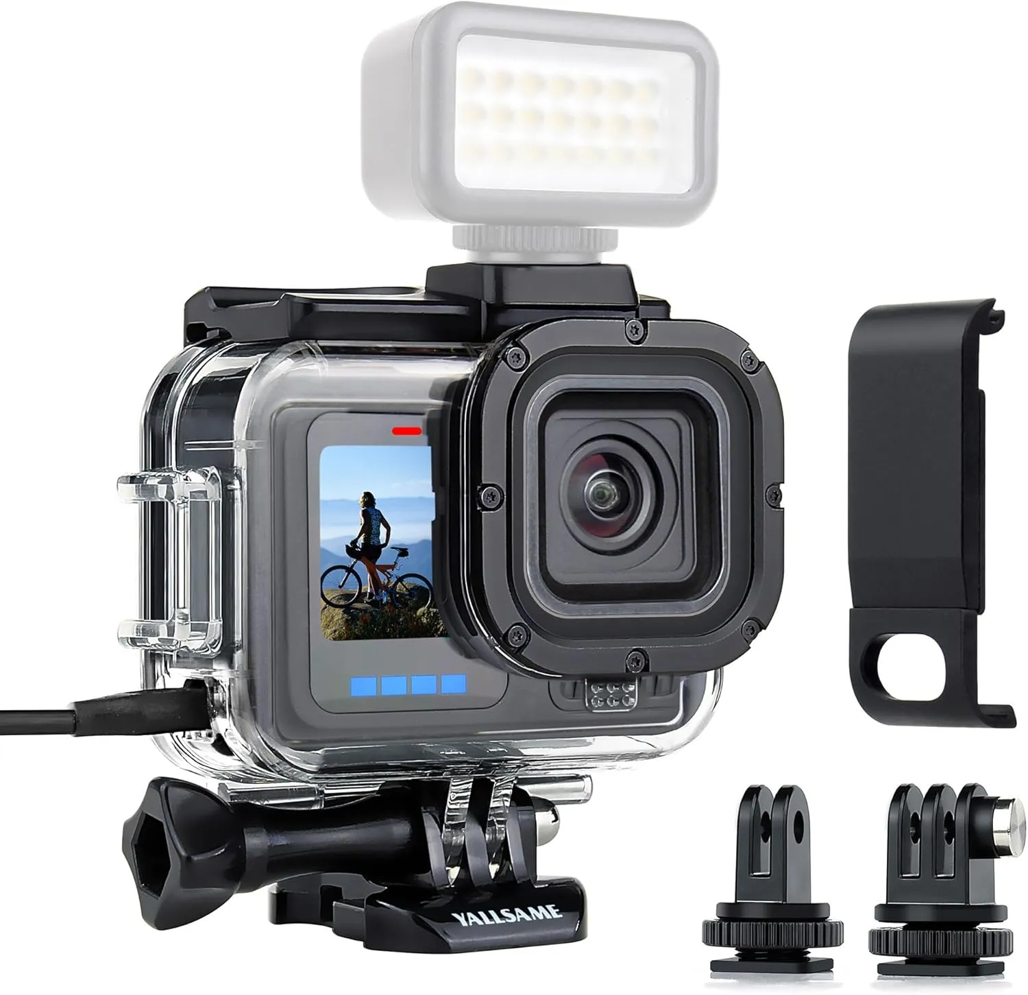Skeleton Case Side Open Housing for GoPro Hero 13 12 11 10 9 Black with Metal Battery Cover Side Door Replacement Easy Charging Protective Accessories Kit for GoPro 9 10 11 12 13 Black