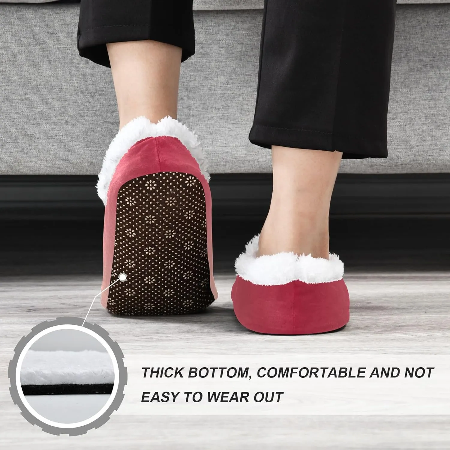 Sky Blue Red Gradient House Slippers Non-Slip Soft Winter Slippers for Guest Bedroom