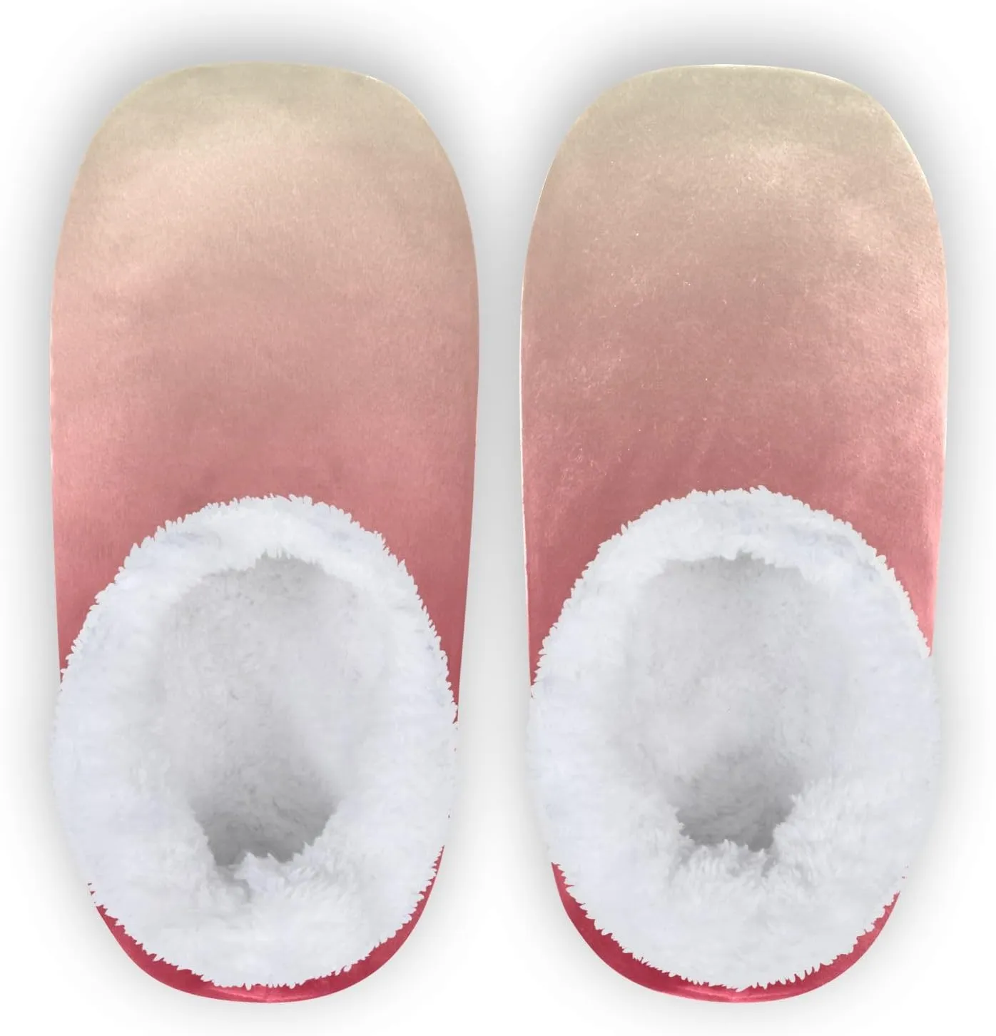 Sky Blue Red Gradient House Slippers Non-Slip Soft Winter Slippers for Guest Bedroom