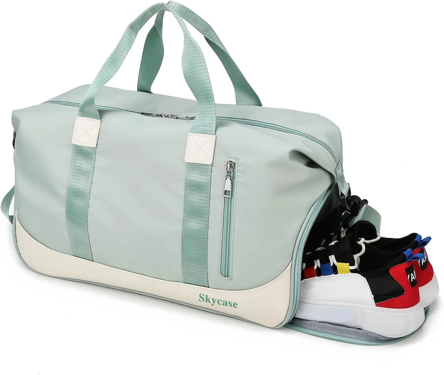 Skycase Gym Bags for Men - Duffle Bag Women - Gym Bag with Shoe Compartment for Fitness, Sports - Wet and Dry Bag, Waterproof Backpack for Swimming, Yoga, Travel (Green)