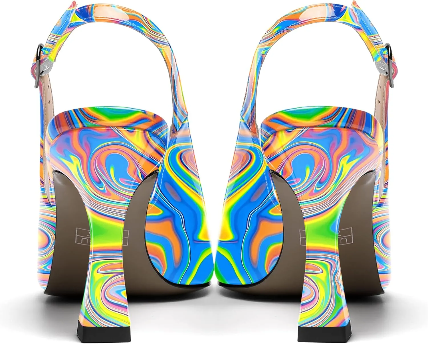 SKYSTERRY Womens Buckle Solid Wedding Peep Toe Patent Cute Slingback Spool High Heel Pumps Shoes 3.3 Inch