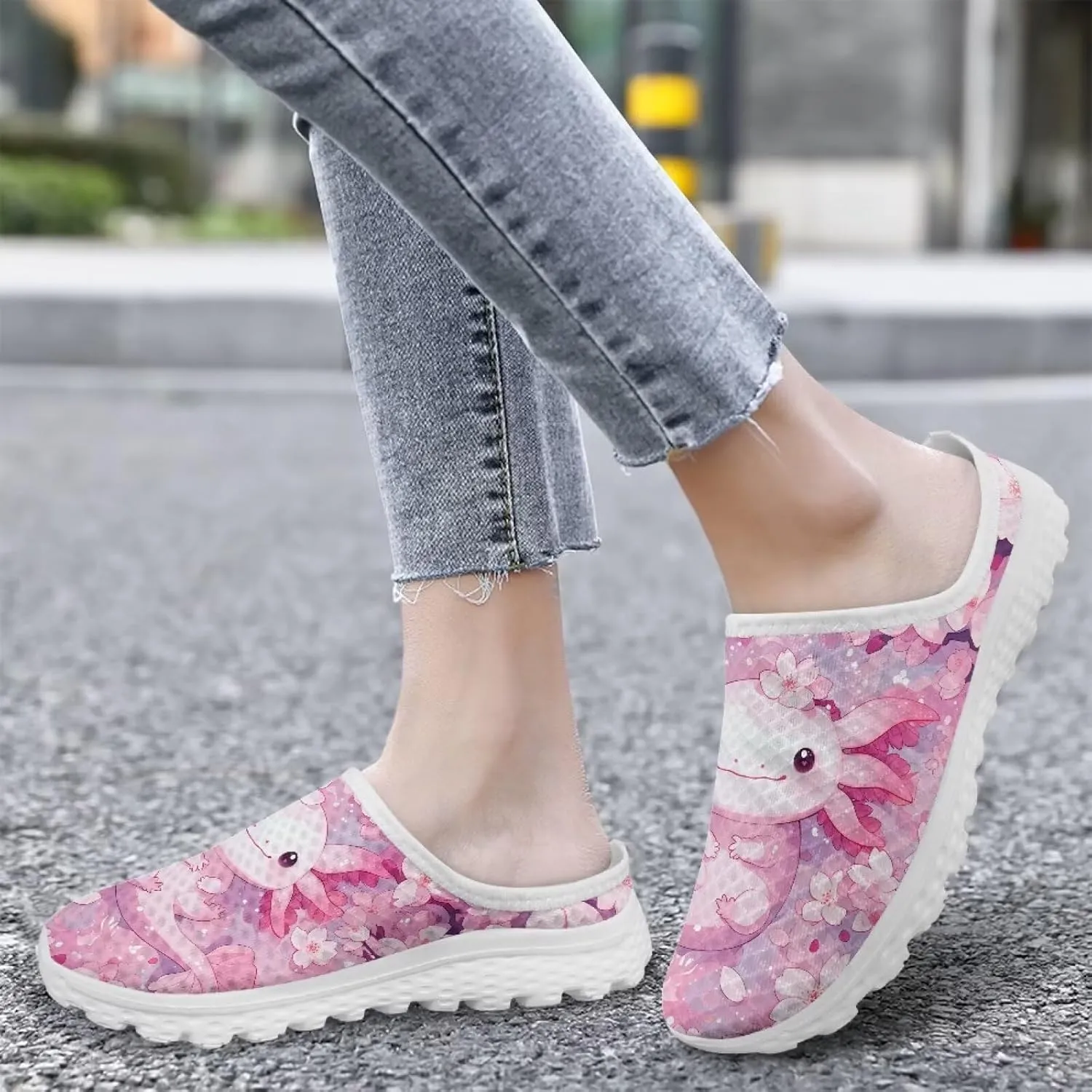 Slip On Flats Shoes for Women's Lightweight Soft Casual Office Half Slippers Elastic Non Slip Loafers Size 6-13.5 White Sole