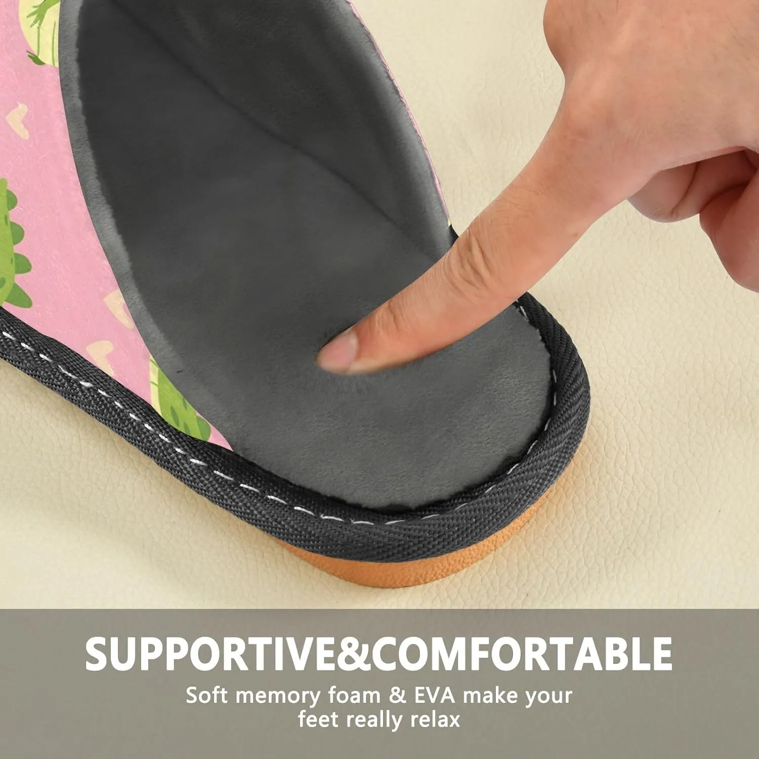 Slip-on Slippers Cartoon Crocodiles with Heart Glasses Warm Cozy Slippers Lightweight Memory Foam Indoor House Shoes