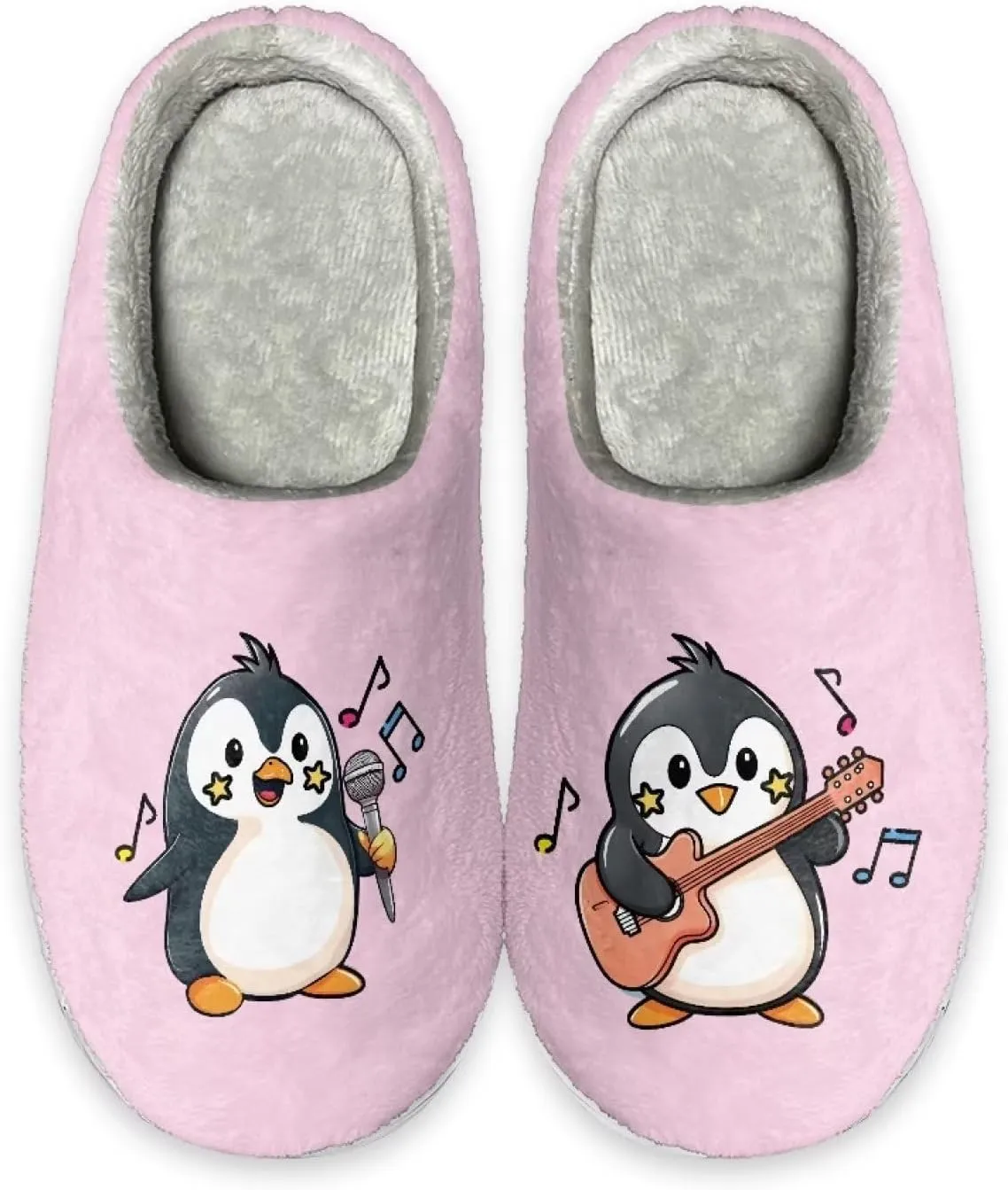 Slippers for Women Men, Soft Scuff Slipper Cozy Warm Fuzzy Slippers, Plush House Slippers Anti-Skid Slip on Shoe