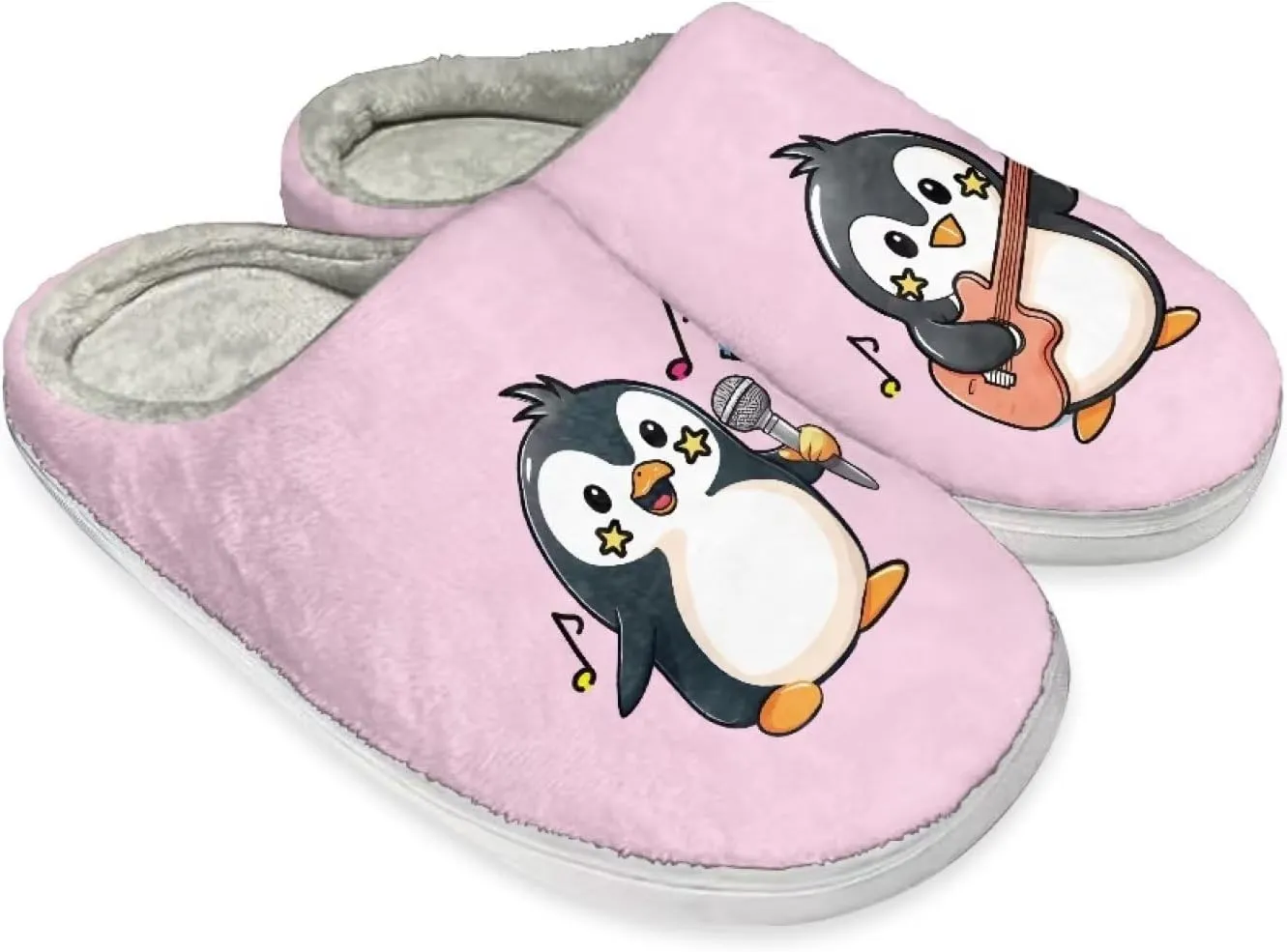Slippers for Women Men, Soft Scuff Slipper Cozy Warm Fuzzy Slippers, Plush House Slippers Anti-Skid Slip on Shoe