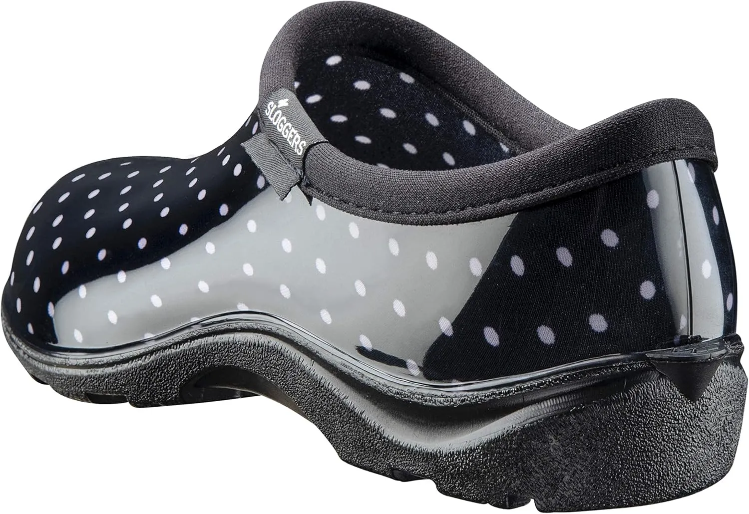 Sloggers Original Waterproof Rain and Garden Shoe for Women– Outdoor Slip-On Garden Clog - Made in The USA with Premium Comfort Insole and Arch Support - Polka Dot Print Black and White, Size 6