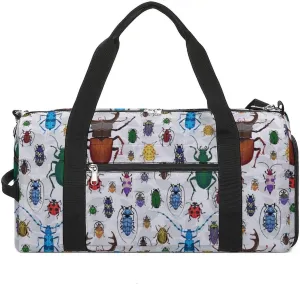 Small Beetles Print Sports Tote Gym Bag for Women Men, Overnight Bag with Shoe Compartment Water Resistant