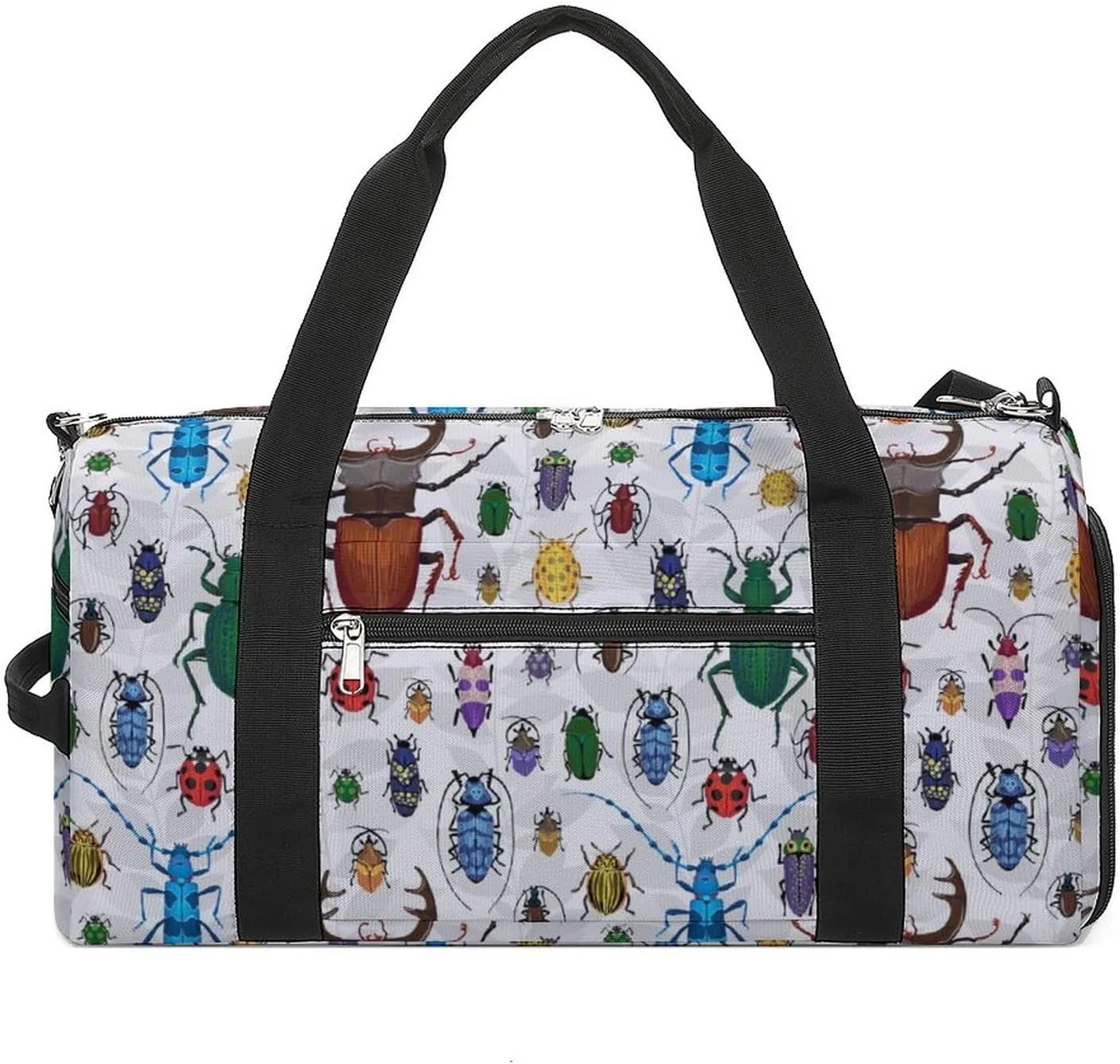 Small Beetles Print Sports Tote Gym Bag for Women Men, Overnight Bag with Shoe Compartment Water Resistant
