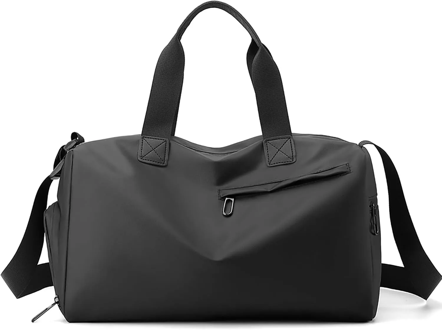 Small Gym Bag with Wet Pocket Shoes Compartment Weekender Overnight Bag Travel Duffle for Yoga Fitness Sports (Black)