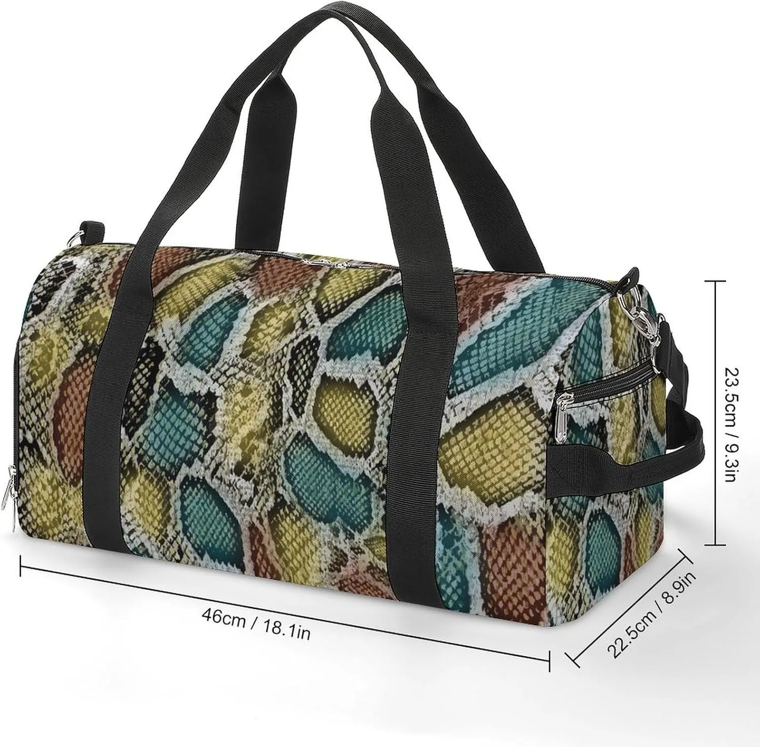 Snake Skin Texture Fitness Large Gym Bag for Unisex with Shoe Compartment & Wet Pocket