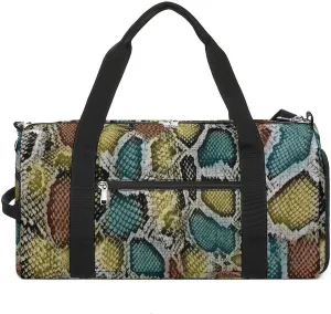 Snake Skin Texture Fitness Large Gym Bag for Unisex with Shoe Compartment & Wet Pocket
