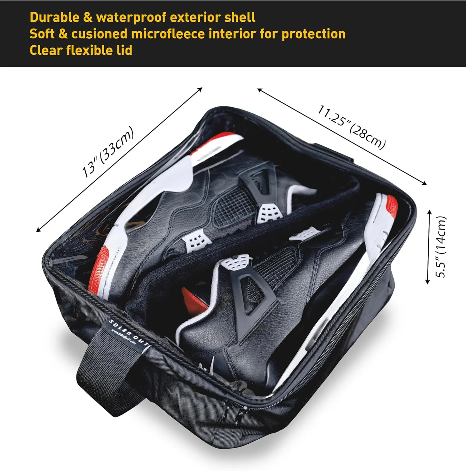 Sneakers Case for Travel and Storage, XXL, Clear Waterproof Lid Soft Bag and Organizer, Adjustable Divider for High Value Casual, Athletic, Golf and Sports Shoes. Gift for Men and Women. (1)