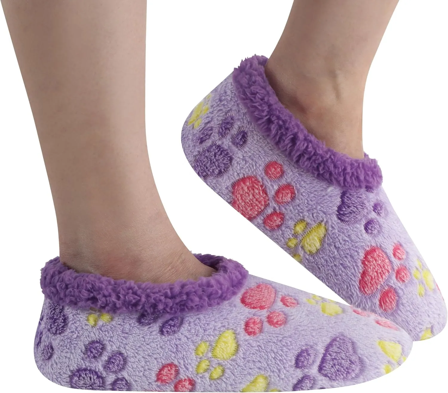 Snoozies Slipper Socks for Women Indoor, Cozy Sherpa-Lined Womens Slippers Non-Skid, Ladies Gifts