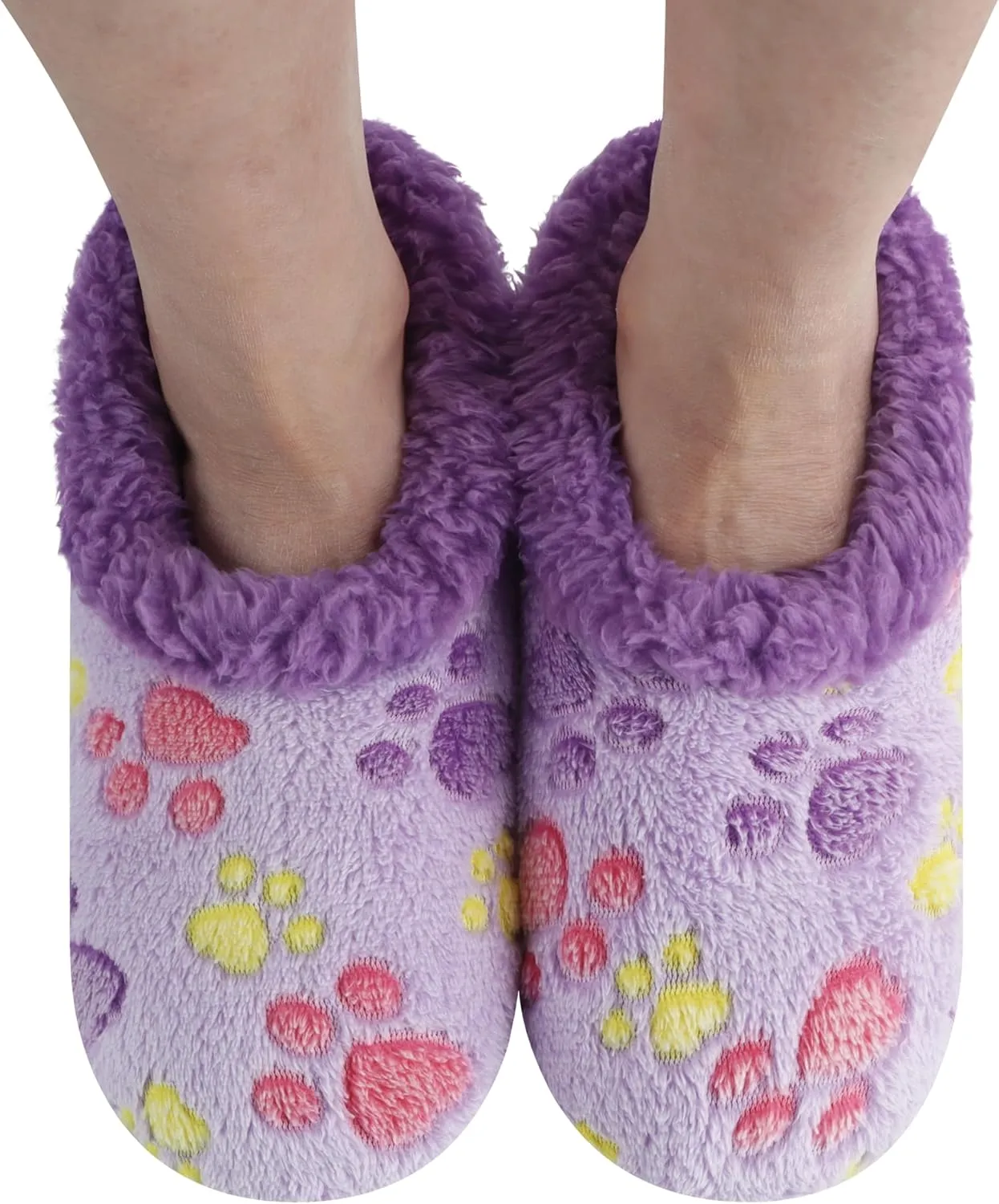 Snoozies Slipper Socks for Women Indoor, Cozy Sherpa-Lined Womens Slippers Non-Skid, Ladies Gifts