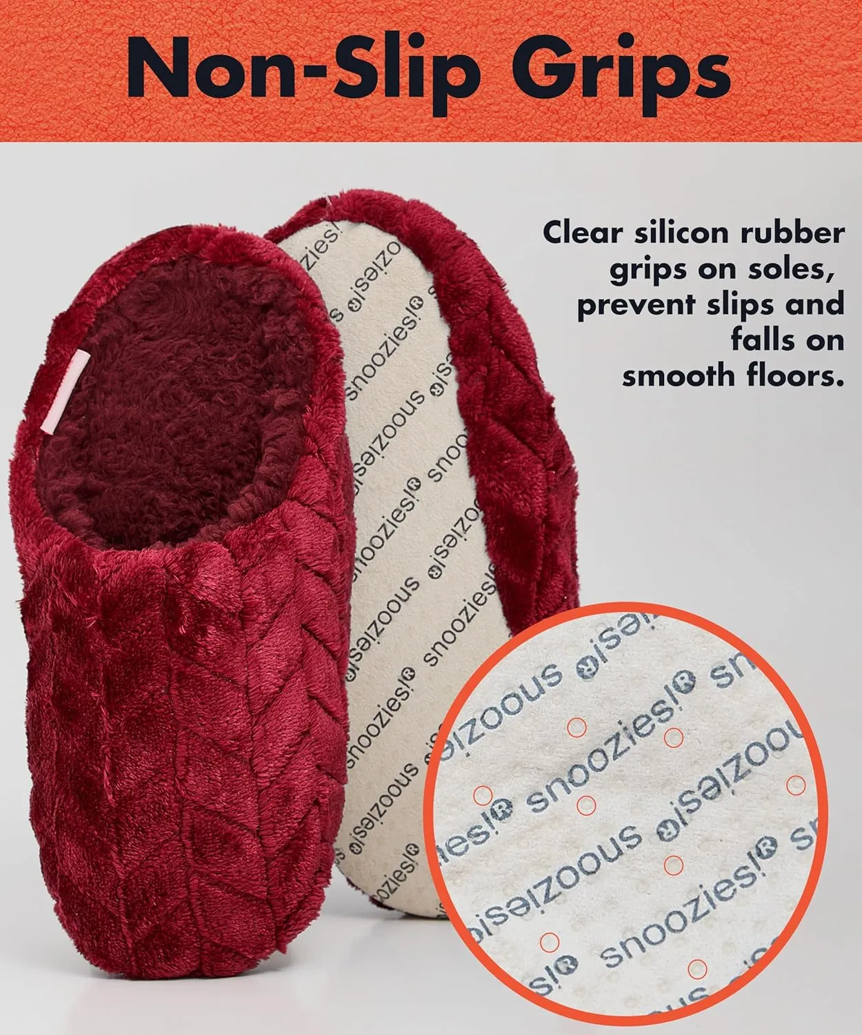 Snoozies Women's Chevron Scuff Slippers - Indoor Fuzzy Slippers with Non-Skid Sole, Cozy Comfort for Women