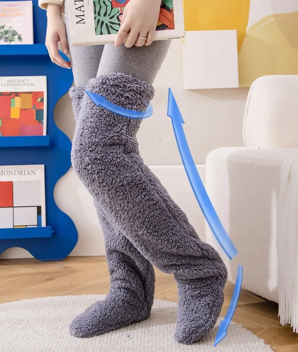 Snuggle Paws Socks Slippers, Teddy Legs Long Socks, Snuggs Cozy Socks, Cute SnugglePaws Sock Slippers Long Socks