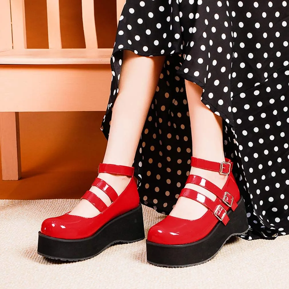 SO SIMPOK Women Gothic Mary Janes Platform Shoes Cosplay Uniform Dress Lolita Wedge Pumps Classic Oxfords