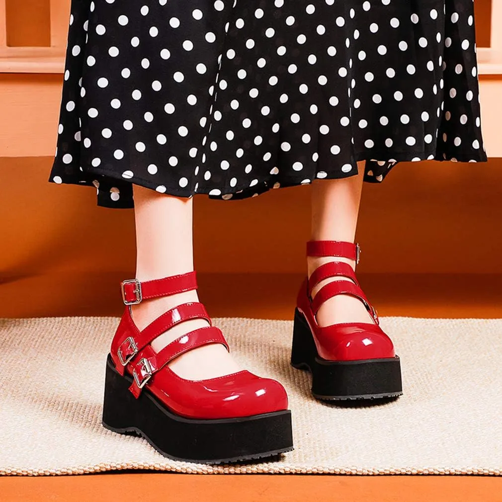SO SIMPOK Women Gothic Mary Janes Platform Shoes Cosplay Uniform Dress Lolita Wedge Pumps Classic Oxfords