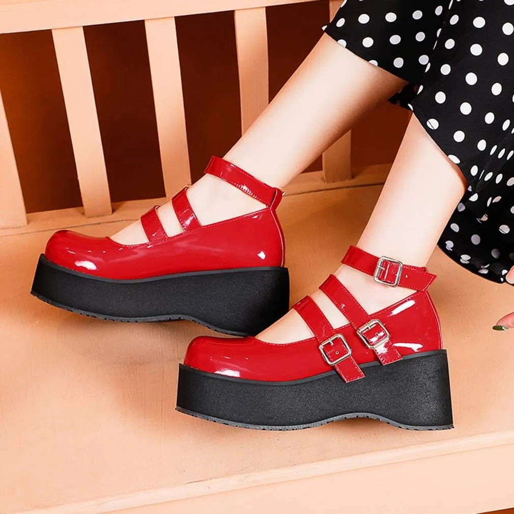 SO SIMPOK Women Gothic Mary Janes Platform Shoes Cosplay Uniform Dress Lolita Wedge Pumps Classic Oxfords
