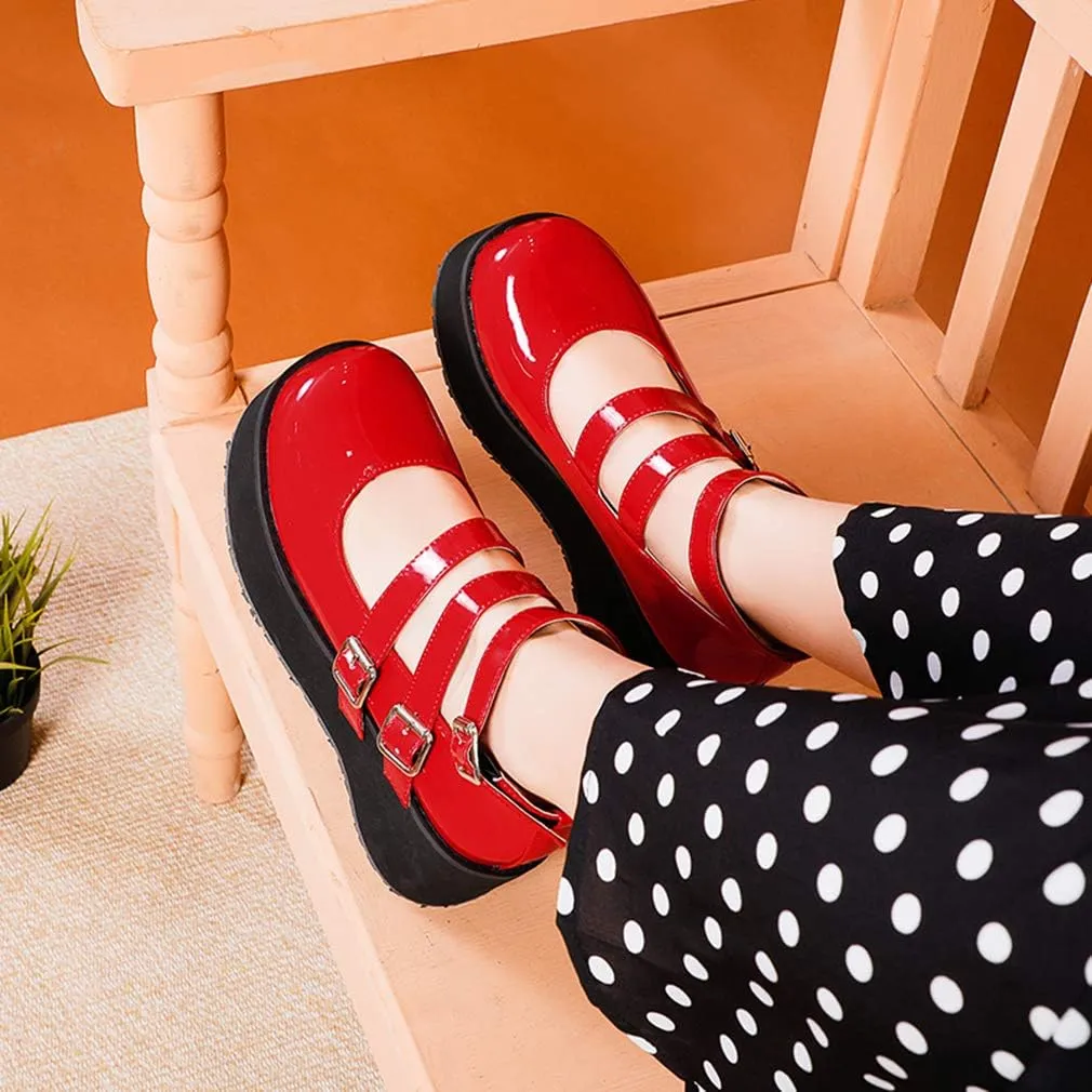 SO SIMPOK Women Gothic Mary Janes Platform Shoes Cosplay Uniform Dress Lolita Wedge Pumps Classic Oxfords