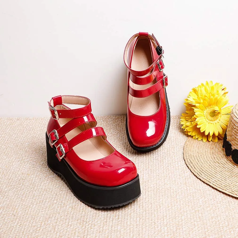 SO SIMPOK Women Gothic Mary Janes Platform Shoes Cosplay Uniform Dress Lolita Wedge Pumps Classic Oxfords