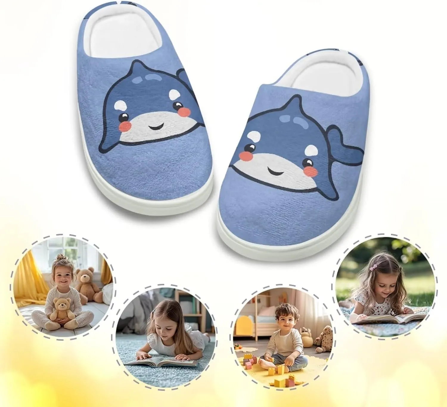 Soft Cozy Slippers for Girls Comfort Warm Home Shoes Cute Animals Print House Slippers Non Slip Plush Slippers Washable for Indoor Outdoor US 9-15