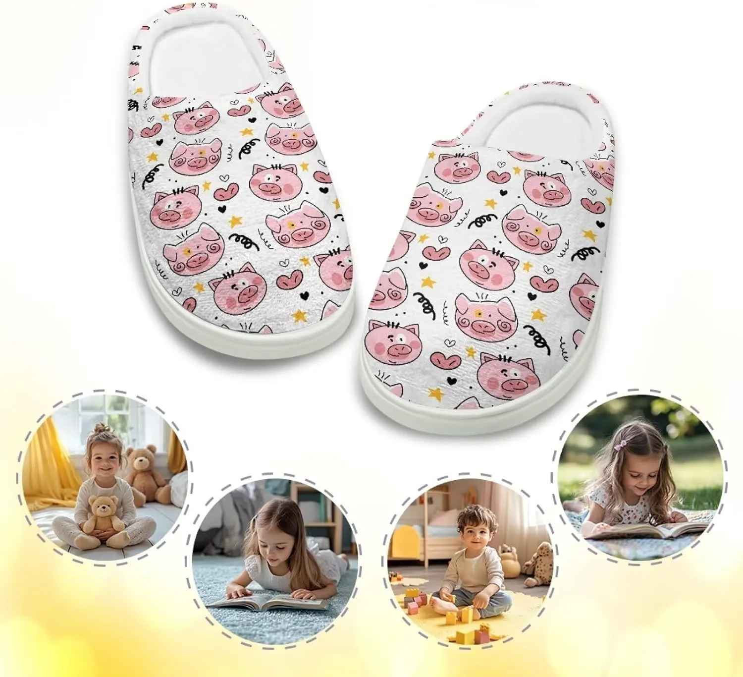 Soft Cozy Slippers for Girls Comfort Warm Home Shoes Cute Animals Print House Slippers Non Slip Plush Slippers Washable for Indoor Outdoor US 9-15