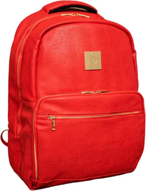 Sole Premise Leather Commuter Bag for Multi-functional Travel Carry-on with Laptop and Shoe Compartments for Men & Women (Red)