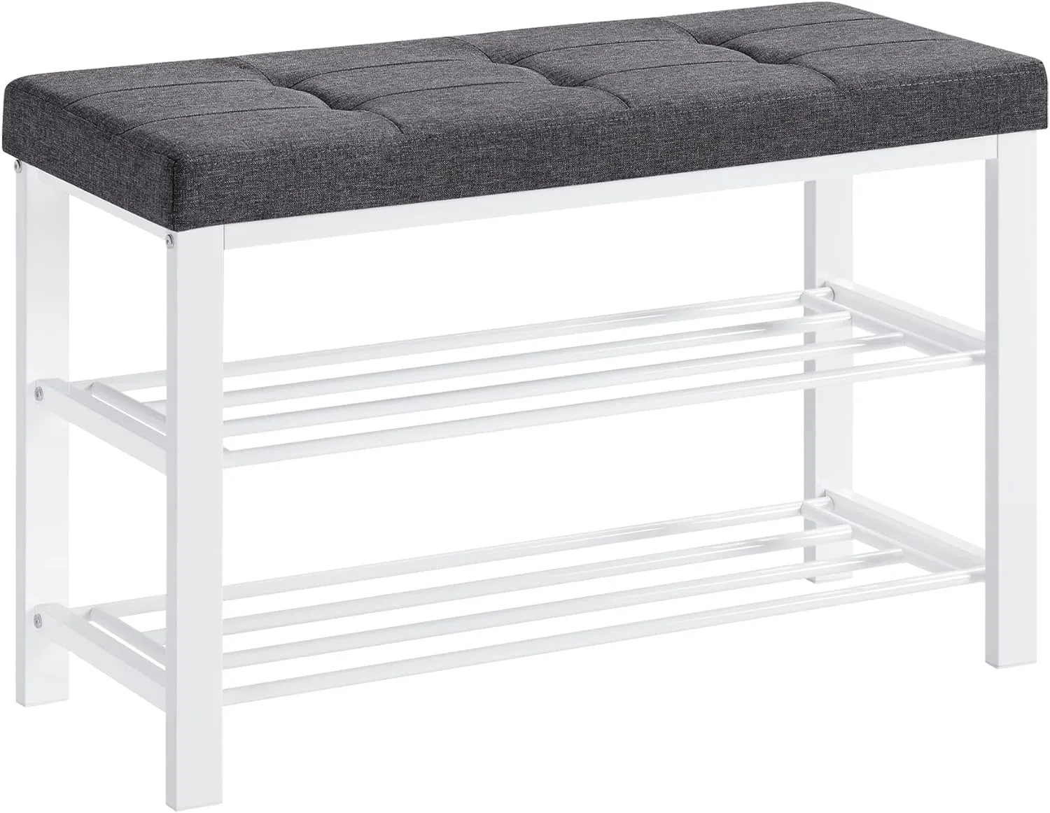 SONGMICS Shoe Bench, Storage Bench, Entryway Bench with Cushion, Shoe Shelf with Seat, Space-Saving, Modern Style, for Living Room, Bedroom, Hallway, Dark Gray and Cloud White ULBS057W01