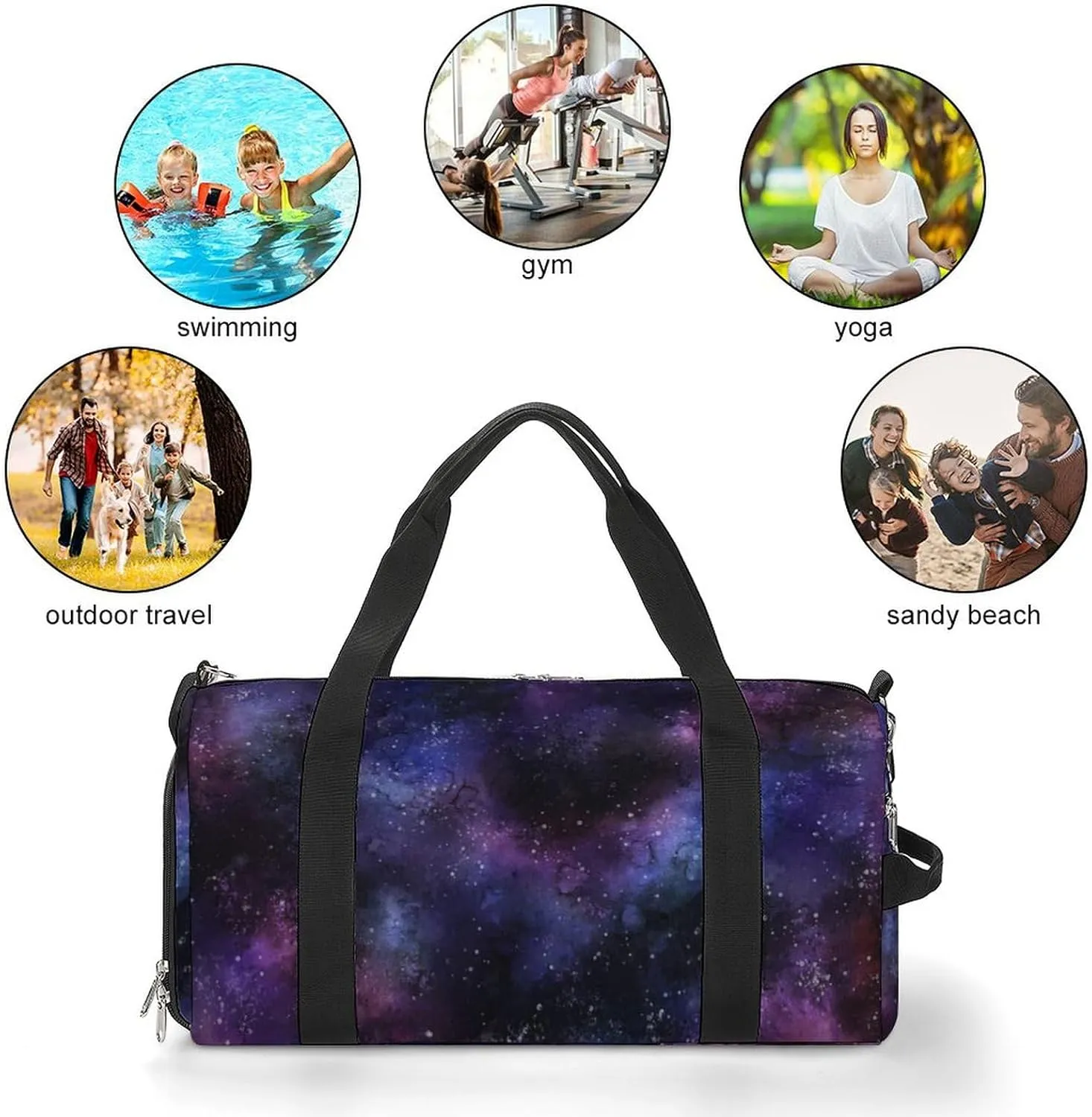 Space Galaxy Sport Gym Duffle Travel Bag with Shoe Compartment,Wet Pocket for Men and Women
