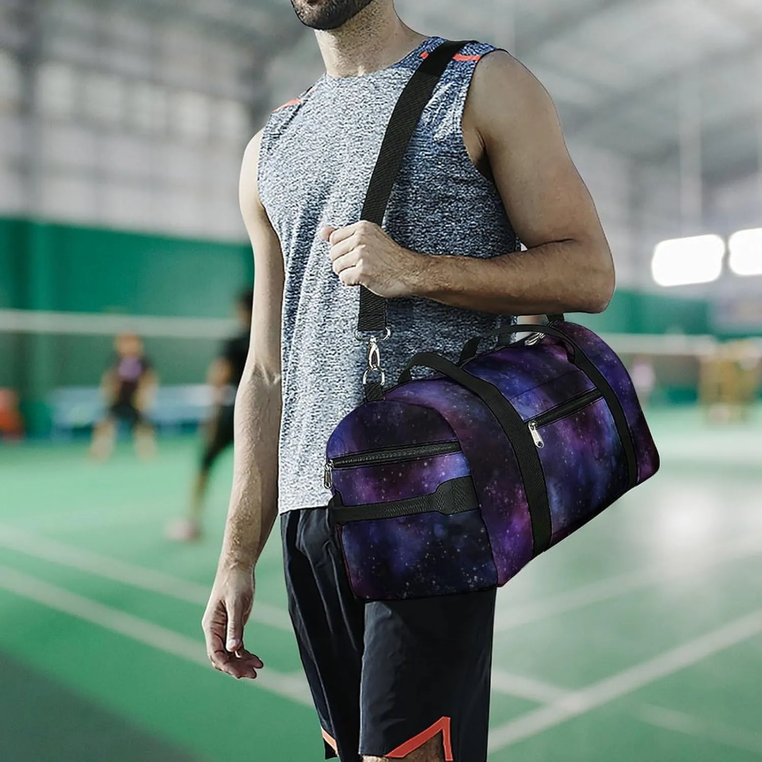 Space Galaxy Sport Gym Duffle Travel Bag with Shoe Compartment,Wet Pocket for Men and Women