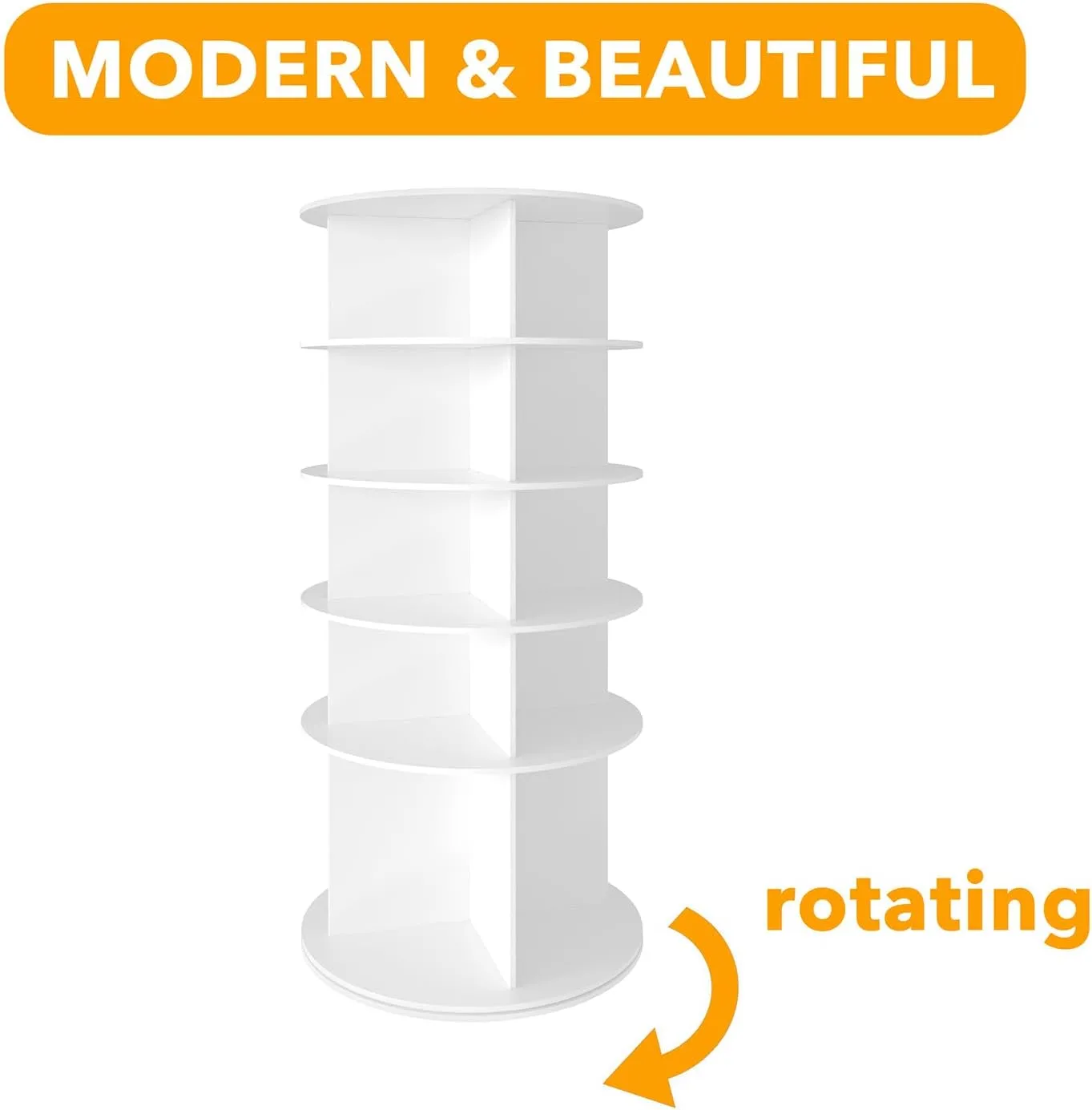 SpaceAid Rotating Shoe Rack 5 Tier Organizer, High Bottom Design Shoe Tower Spinning Storage Lazy Susan, Revolving Rack 360, Closet Handbag Display Rotate Organizers (White)