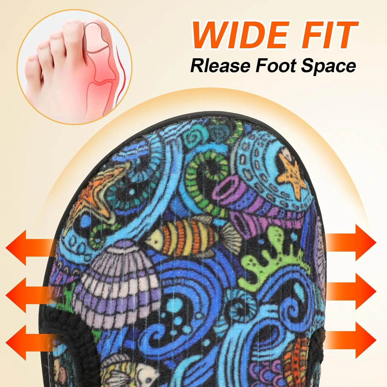 Spesoul Wide Womens Slippers Adjustable House Shoes Indoor Outdoor Barefoot Slippers Cozy Walking Shoe Swollen Edema Diabetic Shoes