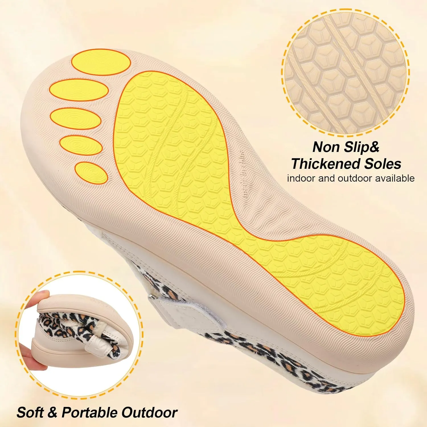 Spesoul Wide Womens Slippers Adjustable House Shoes Indoor Outdoor Barefoot Slippers Cozy Walking Shoe Swollen Edema Diabetic Shoes