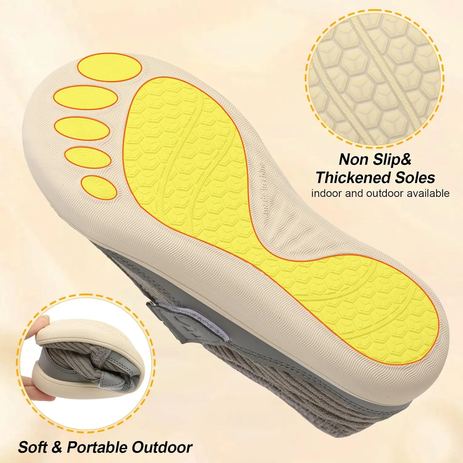 Spesoul Wide Womens Slippers Adjustable House Shoes Indoor Outdoor Barefoot Slippers Cozy Walking Shoe Swollen Edema Diabetic Shoes
