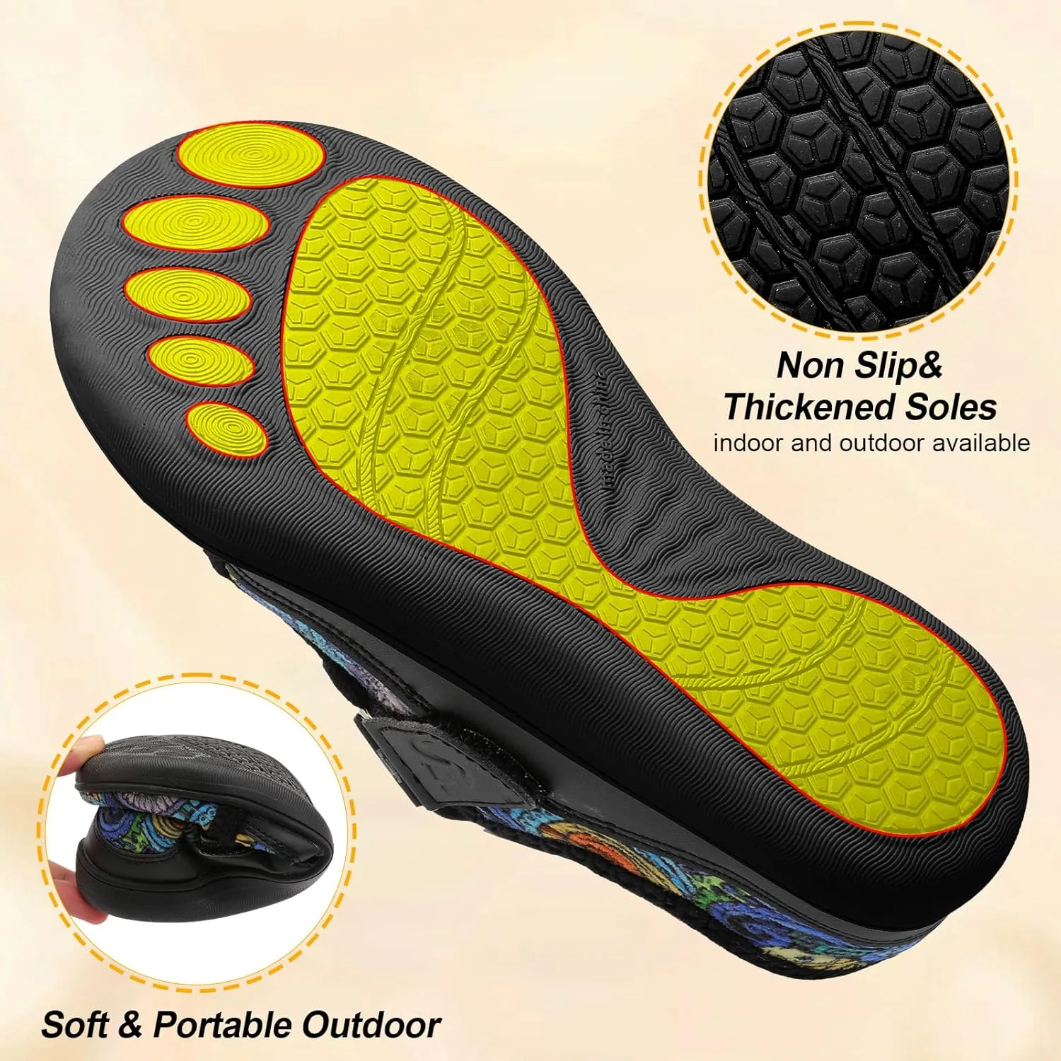 Spesoul Wide Womens Slippers Adjustable House Shoes Indoor Outdoor Barefoot Slippers Cozy Walking Shoe Swollen Edema Diabetic Shoes