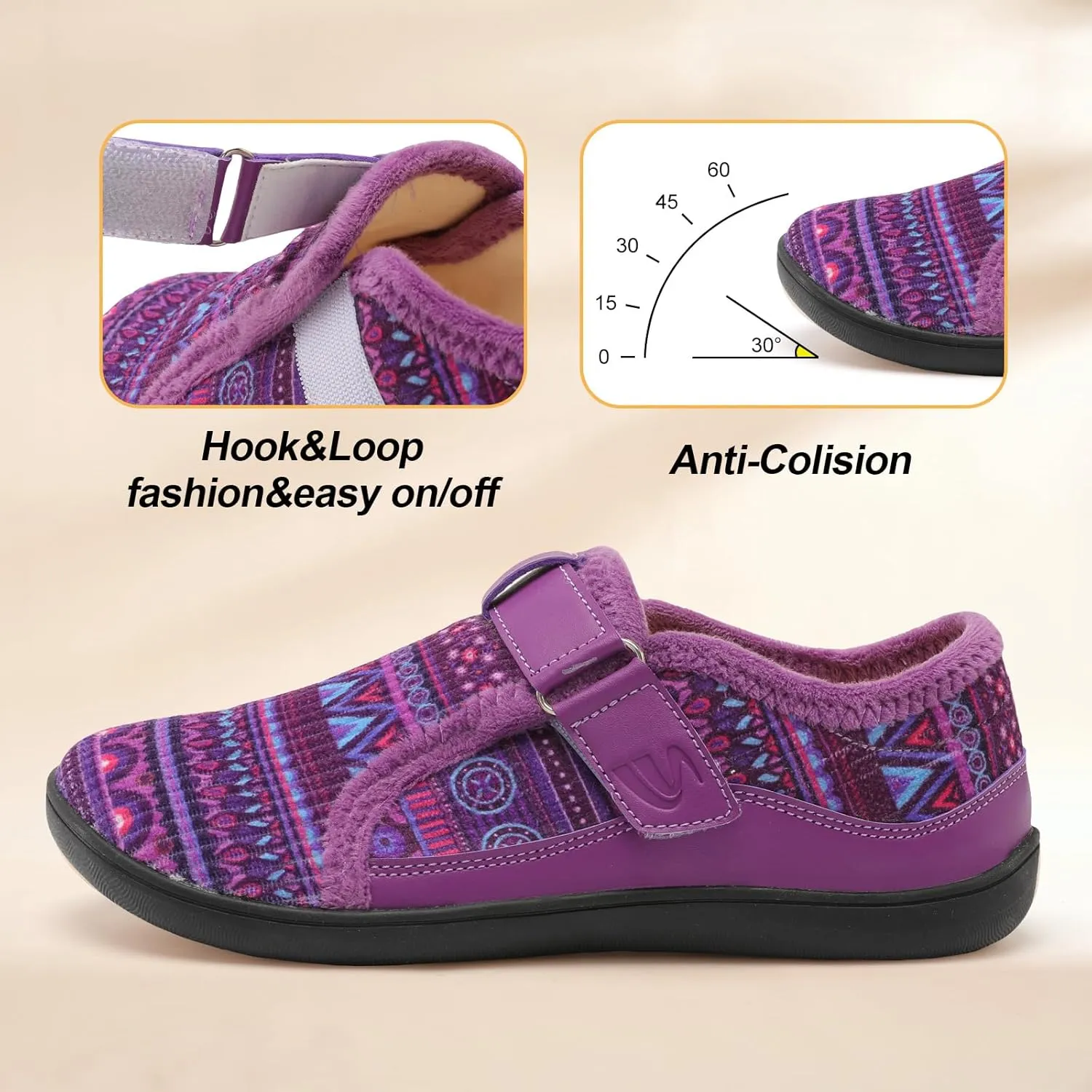 Spesoul Wide Womens Slippers Adjustable House Shoes Indoor Outdoor Barefoot Slippers Cozy Walking Shoe Swollen Edema Diabetic Shoes