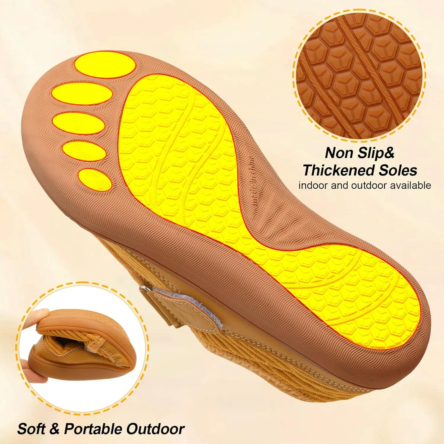 Spesoul Wide Womens Slippers Adjustable House Shoes Indoor Outdoor Barefoot Slippers Cozy Walking Shoe Swollen Edema Diabetic Shoes