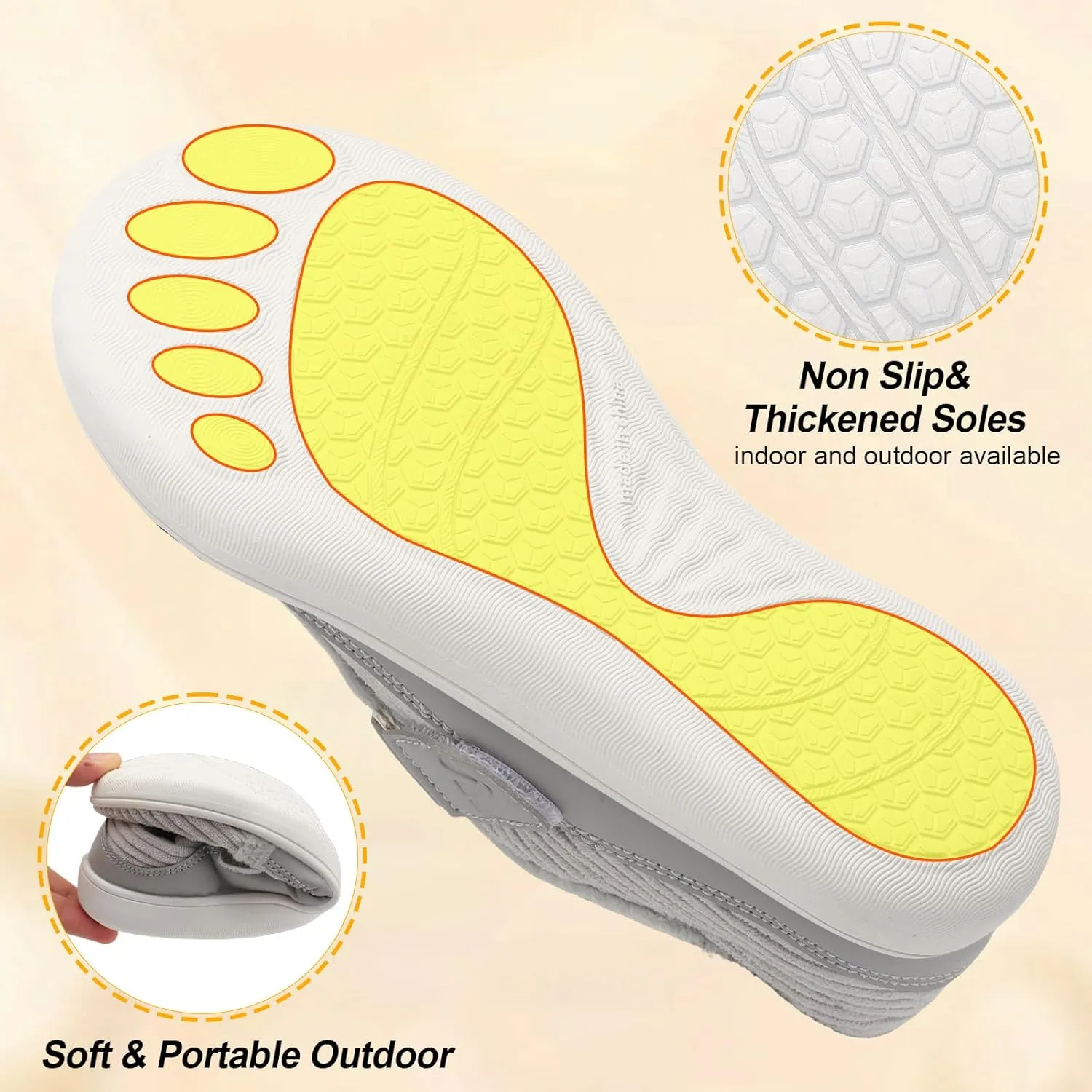 Spesoul Wide Womens Slippers Adjustable House Shoes Indoor Outdoor Barefoot Slippers Cozy Walking Shoe Swollen Edema Diabetic Shoes