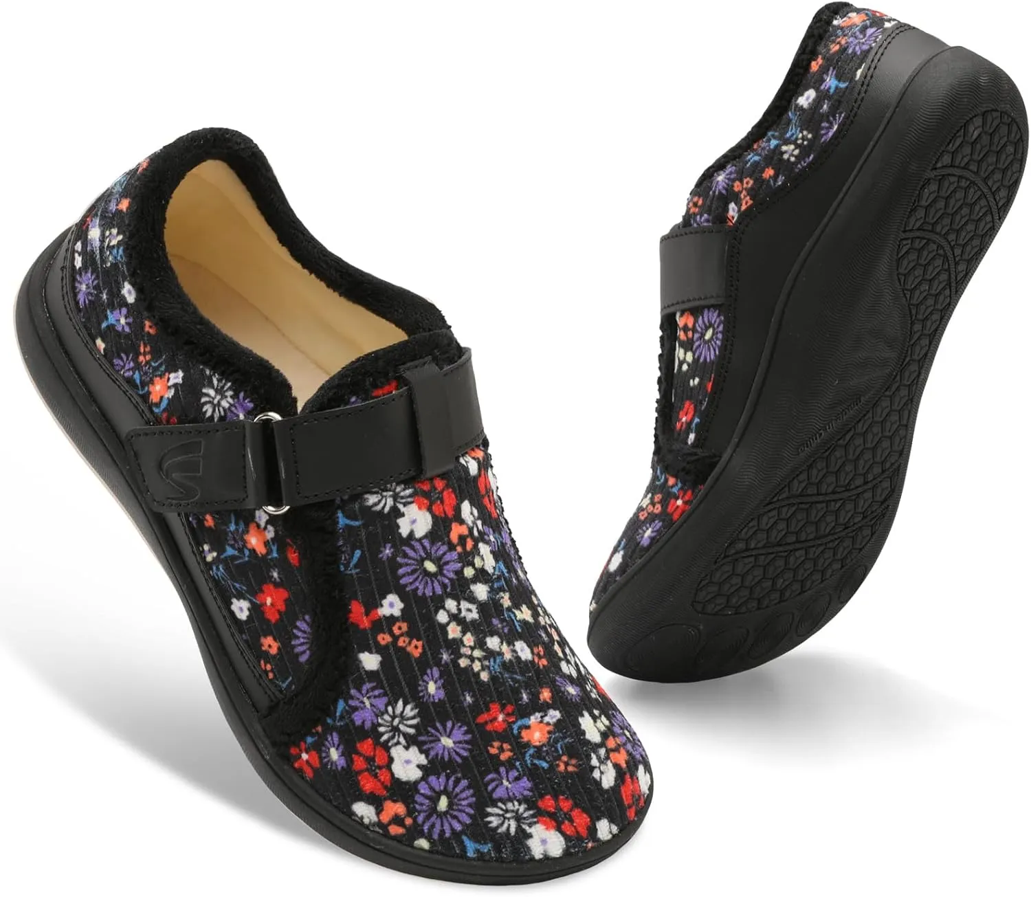 Spesoul Wide Womens Slippers Adjustable House Shoes Indoor Outdoor Barefoot Slippers Cozy Walking Shoe Swollen Edema Diabetic Shoes