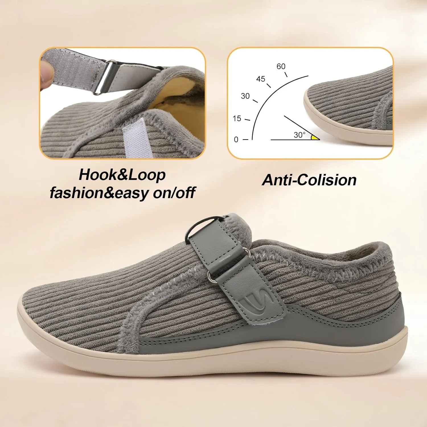 Spesoul Wide Womens Slippers Adjustable House Shoes Indoor Outdoor Barefoot Slippers Cozy Walking Shoe Swollen Edema Diabetic Shoes