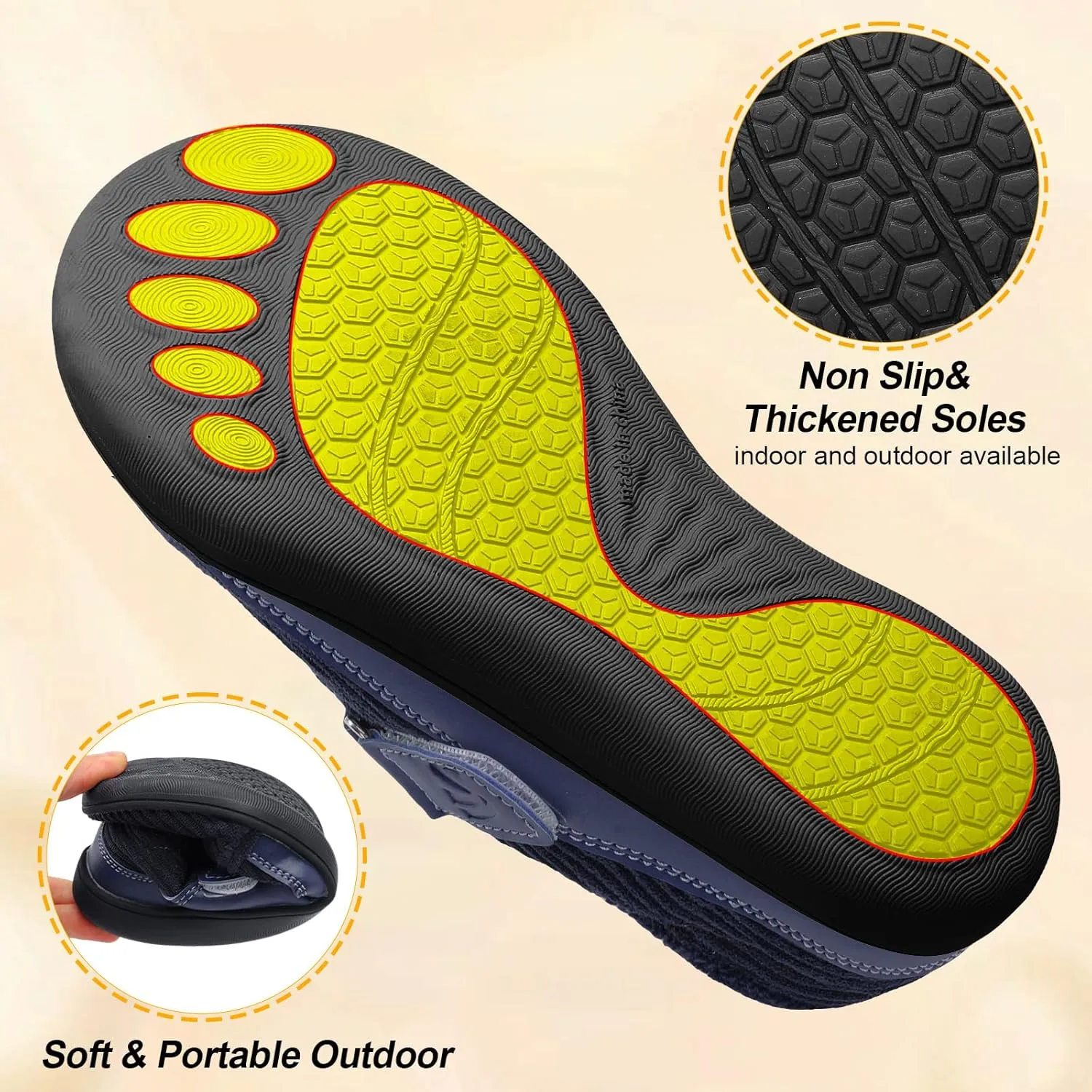 Spesoul Wide Womens Slippers Adjustable House Shoes Indoor Outdoor Barefoot Slippers Cozy Walking Shoe Swollen Edema Diabetic Shoes